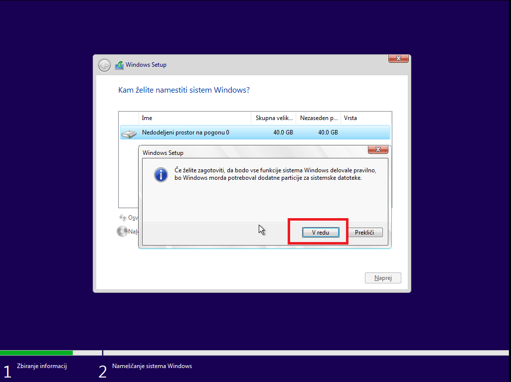 Dodatne particije za optimalno delovanje windows 10