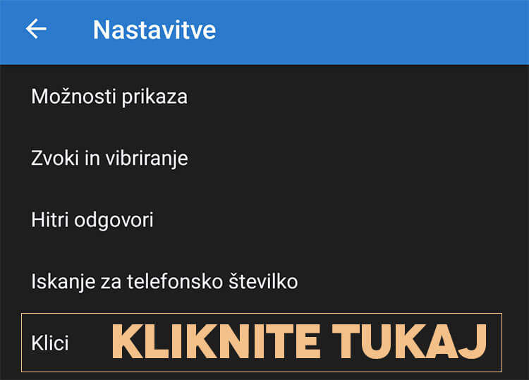 Nastavitev klicev na telefonu android Nastavitev klicev na telefonu android