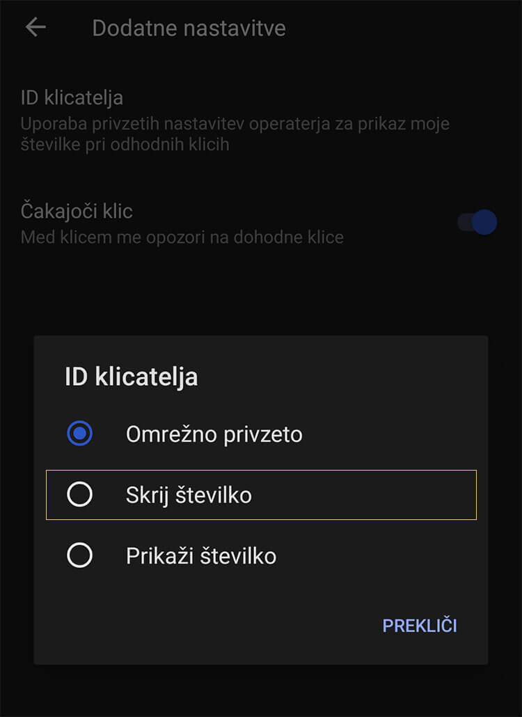 skrij številko na mobitelu Android skrij številko na mobitelu Android