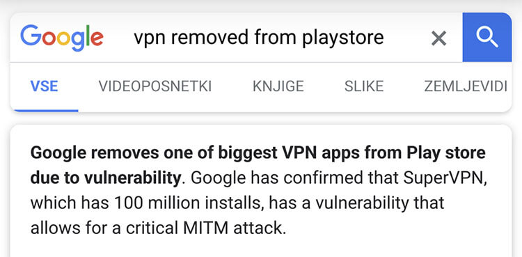 Google odstranil SUPERVPN zaradi možnosti napada MITM