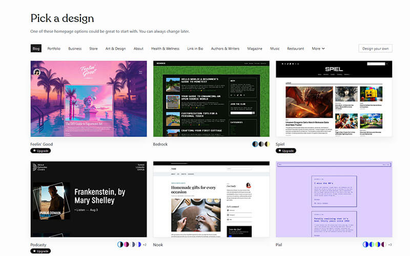 Izbira oblike spletne strani theme