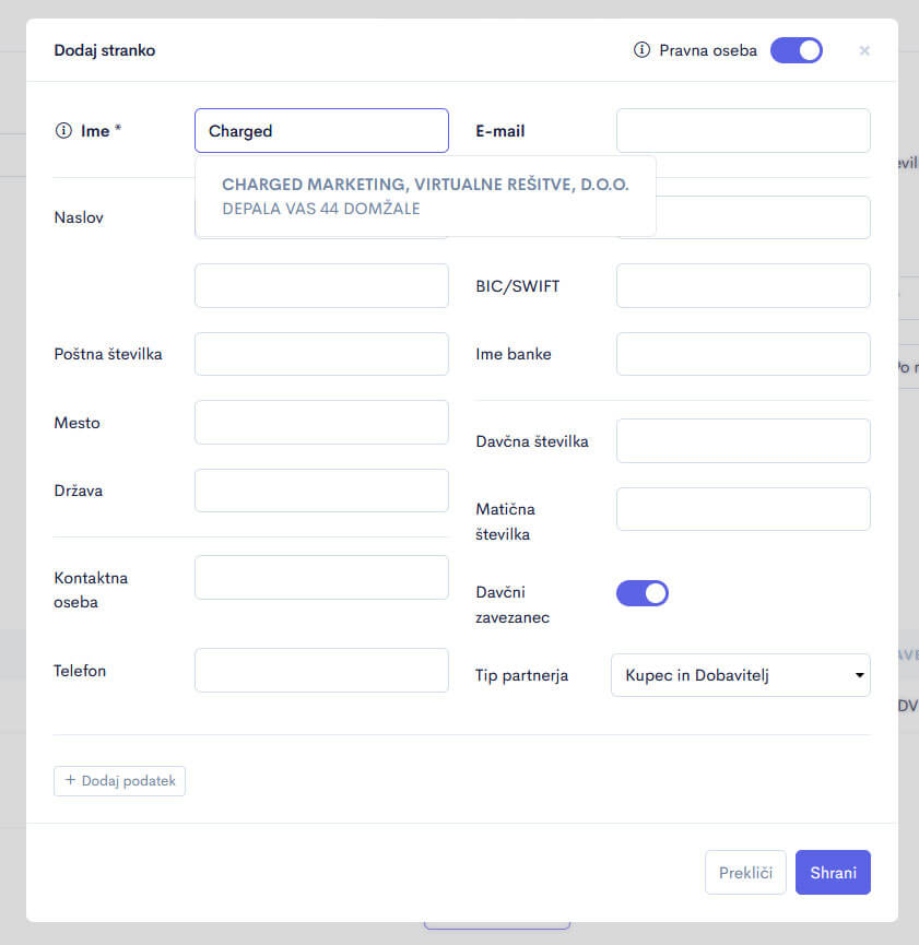 Dodajanje stranke v program za izdajanje racunov Apollo Dodajanje stranke v program za izdajanje racunov Apollo