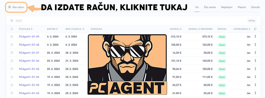 Izdajanje novega računa preko programa apollo Izdajanje novega računa preko programa apollo