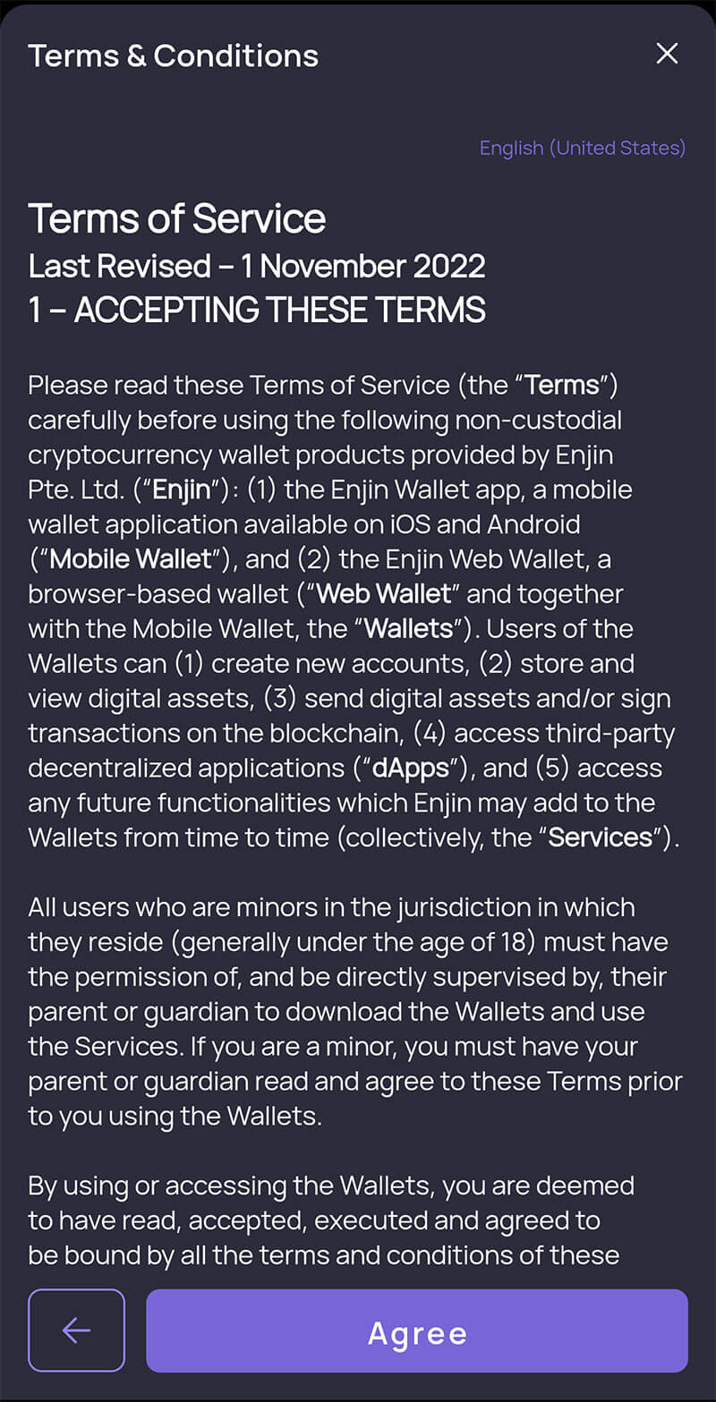 Preberi in se strinjaj z pogoji uporabe kripto denarnice enjin wallet Preberi in se strinjaj z pogoji uporabe kripto denarnice enjin wallet