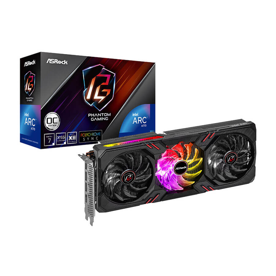 ASROCK Intel Arc A770 16GB   Phantom Gaming D grafična kartica in škatla