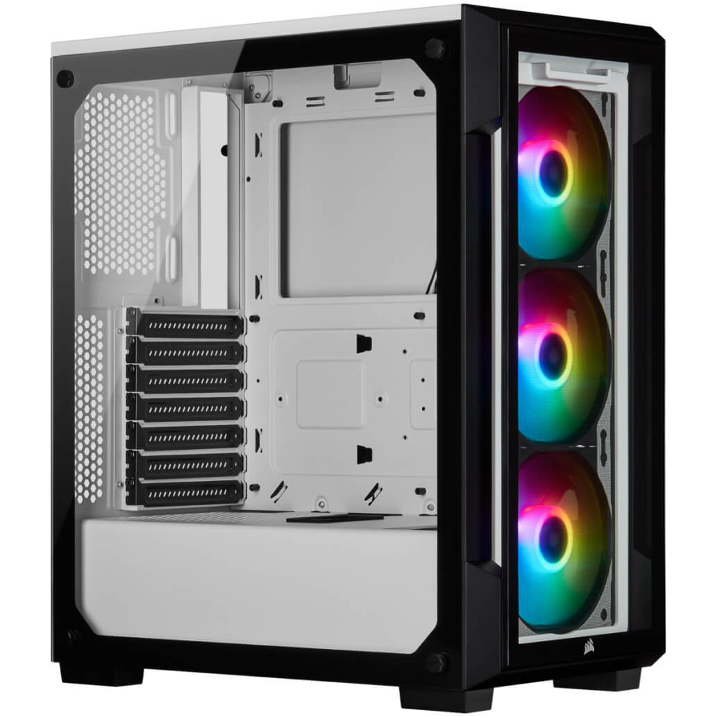 Ohisje Corsair iCUE 220T kaljeno steklo MidiATX bela RGB 3
