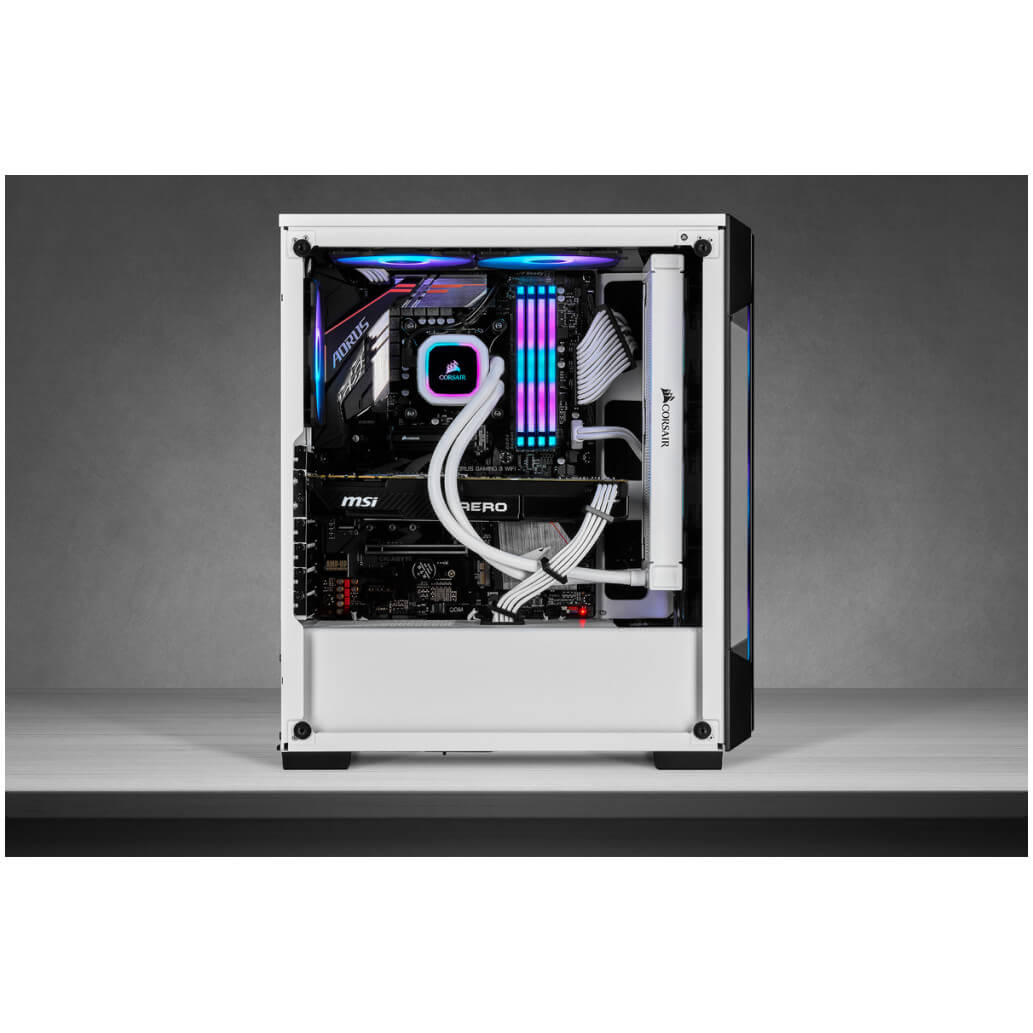 Ohisje Corsair iCUE 220T kaljeno steklo MidiATX bela RGB 8