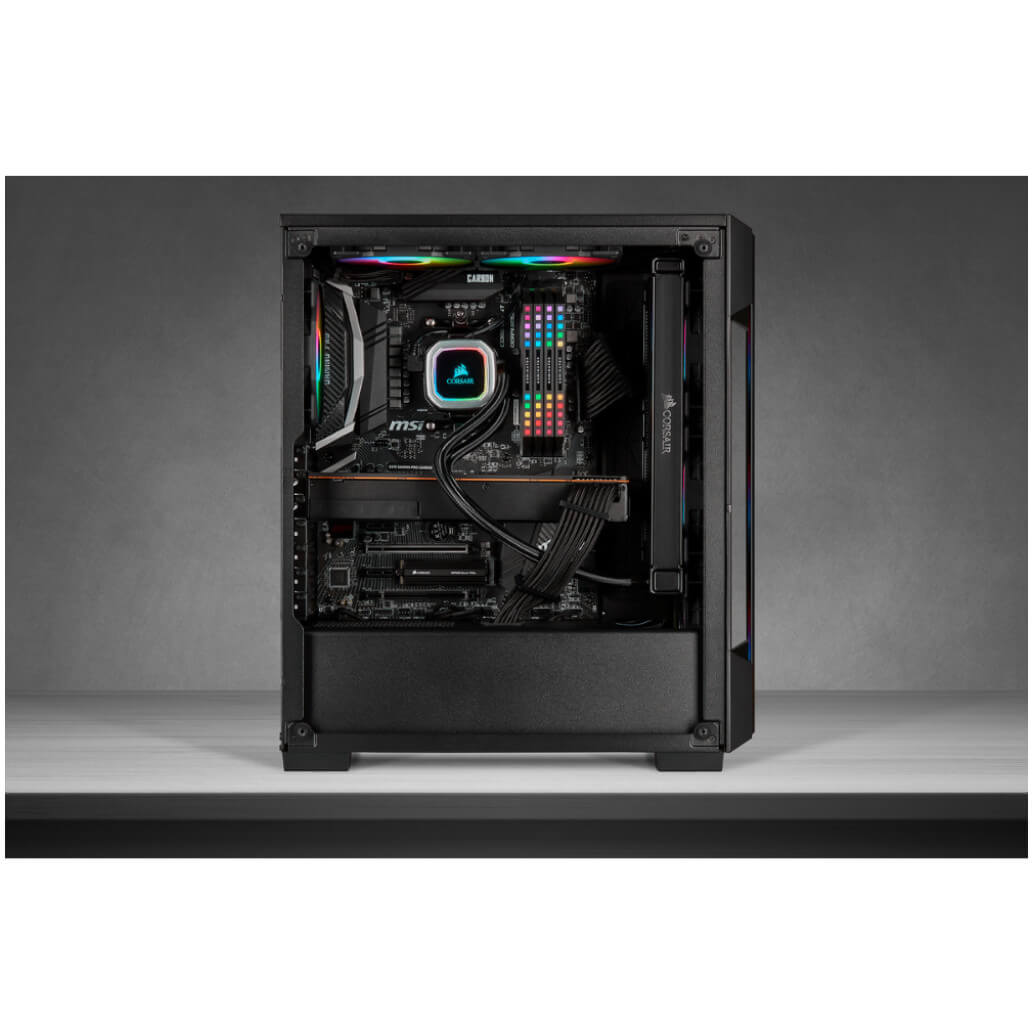Ohisje Corsair iCUE 220T kaljeno steklo MidiATX crna RGB 1