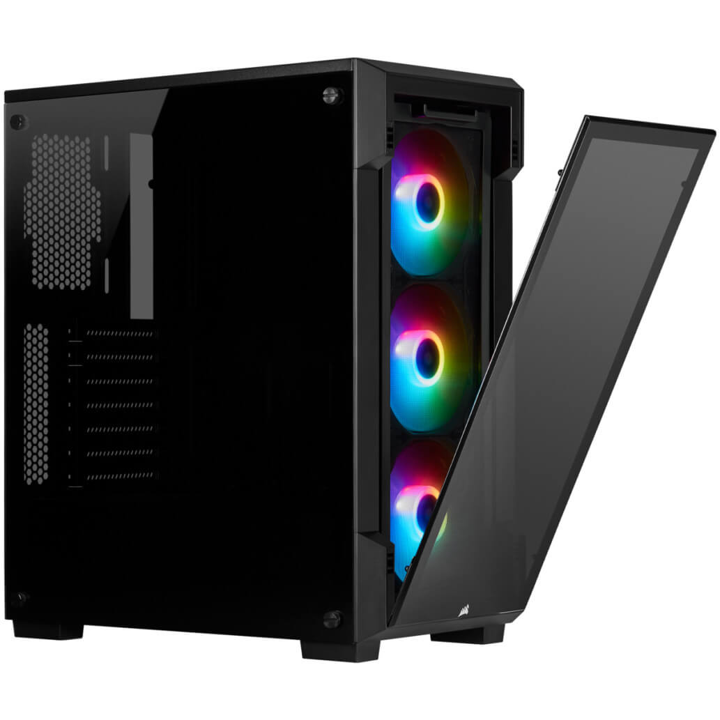 Ohisje Corsair iCUE 220T kaljeno steklo MidiATX crna RGB 9
