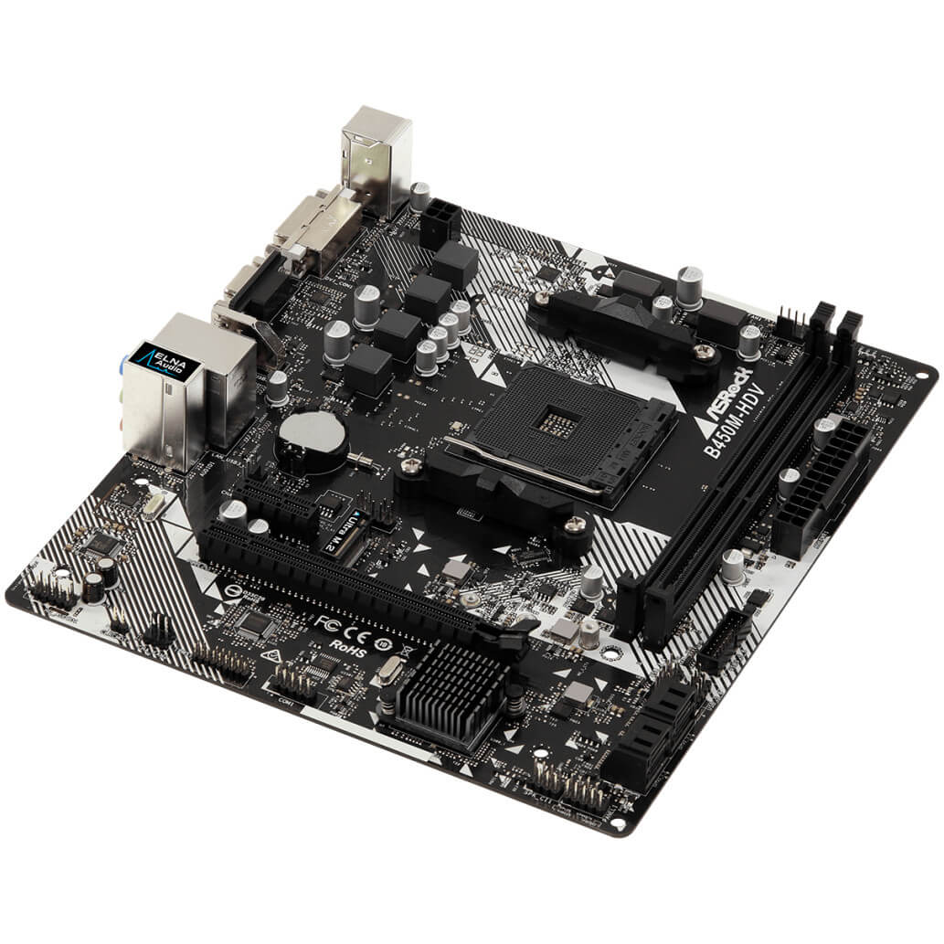 Osnovna plosca AM4 Asrock B450M HDV R4.0 microATX M.2 VGA DVI HDMI 3