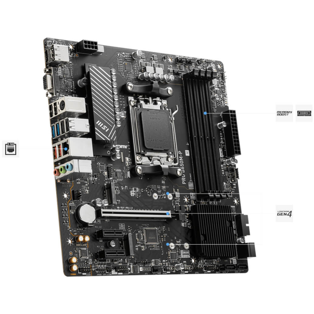 Osnovna plosca AM5 MSI PRO B650M P microATX 1xVGA 1xHDMI 2.1 1xDisplayPort 1.4 1