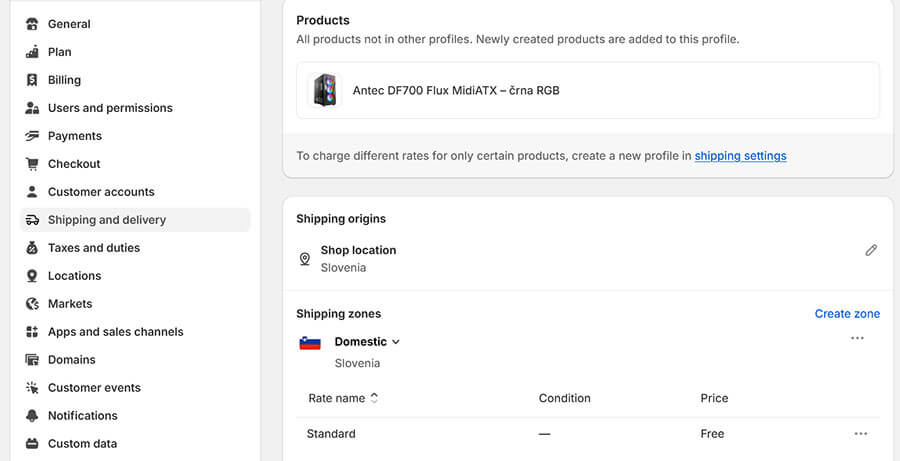 Nastavite nastavitve za dostavo na spletni trgovini shopify po vasih potrebah Nastavite nastavitve za dostavo na spletni trgovini shopify po vasih potrebah