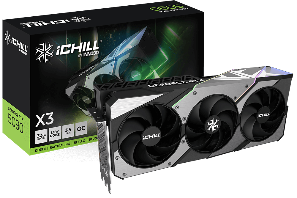 INNO3D GeForce RTX™ 5090 iCHILL X3 32GB Škatla in Grafična Kartica