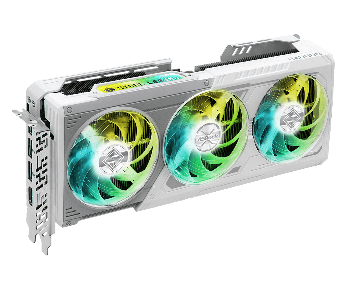 ASRock Radeon RX 9070 XT Steel Legend 16GB Bela grafična kartica