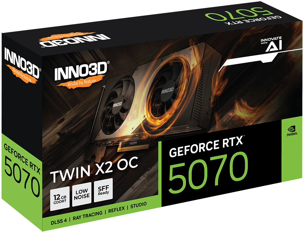 INNO3D GeForce RTX 5070 TWIN X2 OC škatla