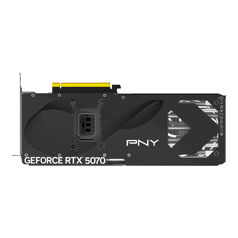 PNY GeForce RTX 5070 Overclocked Triple Fan Backplate Design