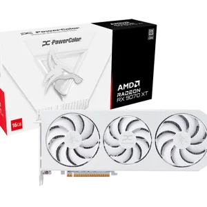 PowerColor Hellhound Spectral White Radeon RX 9070 XT 16GB Škatla in grafična kartica