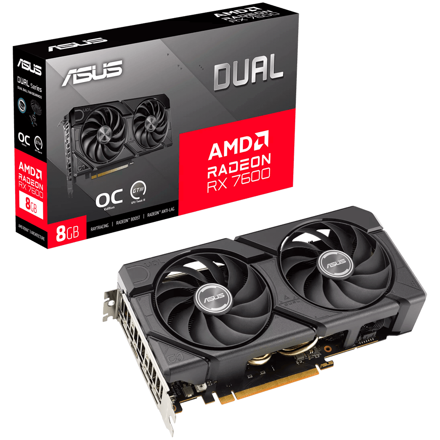 ASUS Dual Radeon RX 7600 EVO OC Edition 8GB GDDR6 (DUAL-RX7600-O8G-EVO) grafična kartica