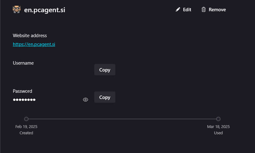 Google upravitelj gesel v njihovem spletnem brskalniku vezano na račun gmail.