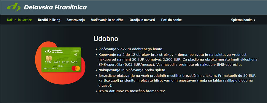 Kreditna kartica mastercard za obročna plačila pri delavski hranilnici