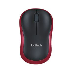 Logitech M185 Wireless, nano, optična, rdeča