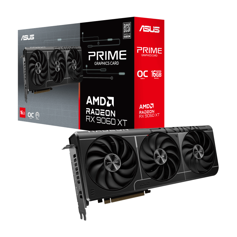 ASUS Prime Radeon RX 9060 XT O16G Škatla in Grafična Kartica