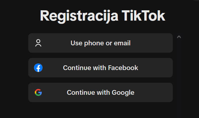 Registracija na portalu tiktok Registracija na portalu tiktok