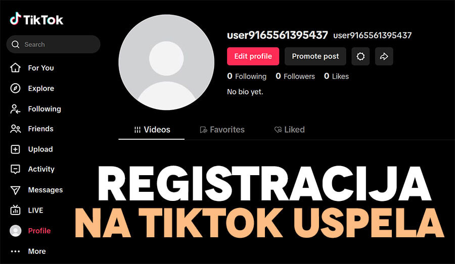 Registracija uspela na aplikaciji tiktok Registracija uspela na aplikaciji tiktok
