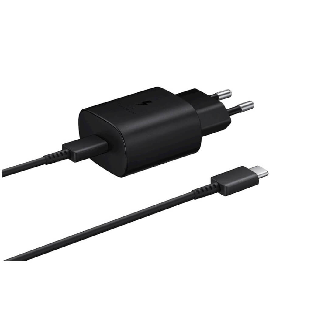 Hišni polnilec Samsung 25W EP-TA800 220V => USB-C + kabel USB-C 1m črn (EP-TA800XBEGWW)