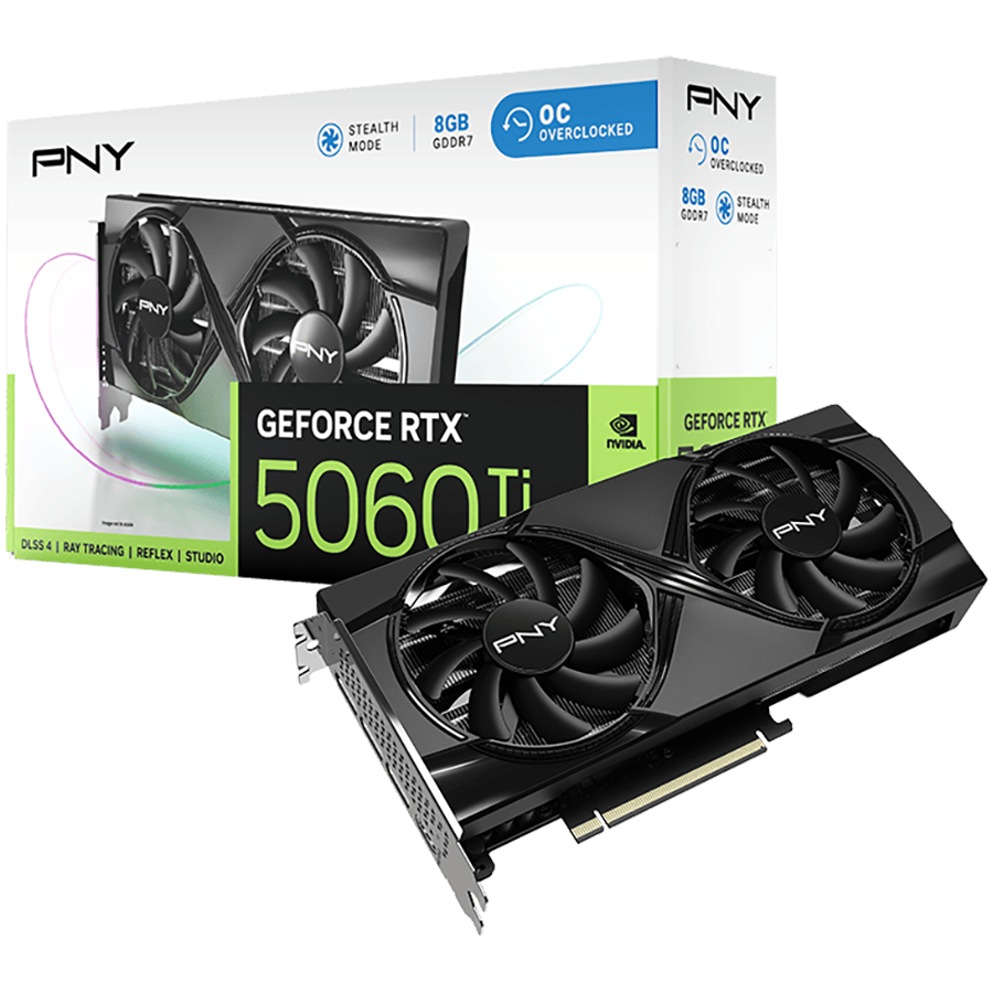 PNY GeForce RTX 5060 Ti 8GB Overclocked Dual Fan DLSS4 grafična kartica